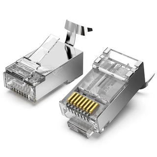 Conector Rj45 Cat6a Cat7 Blindado Com Guia Pack 10 Pçs