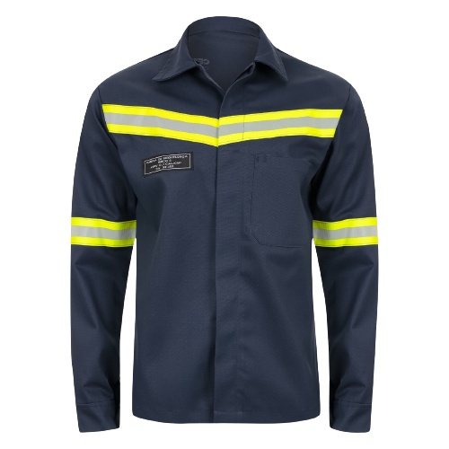 Camisa Eletricista Uniforme Azul Marinho NR10 Anti Chama Risco 2 CA 48511