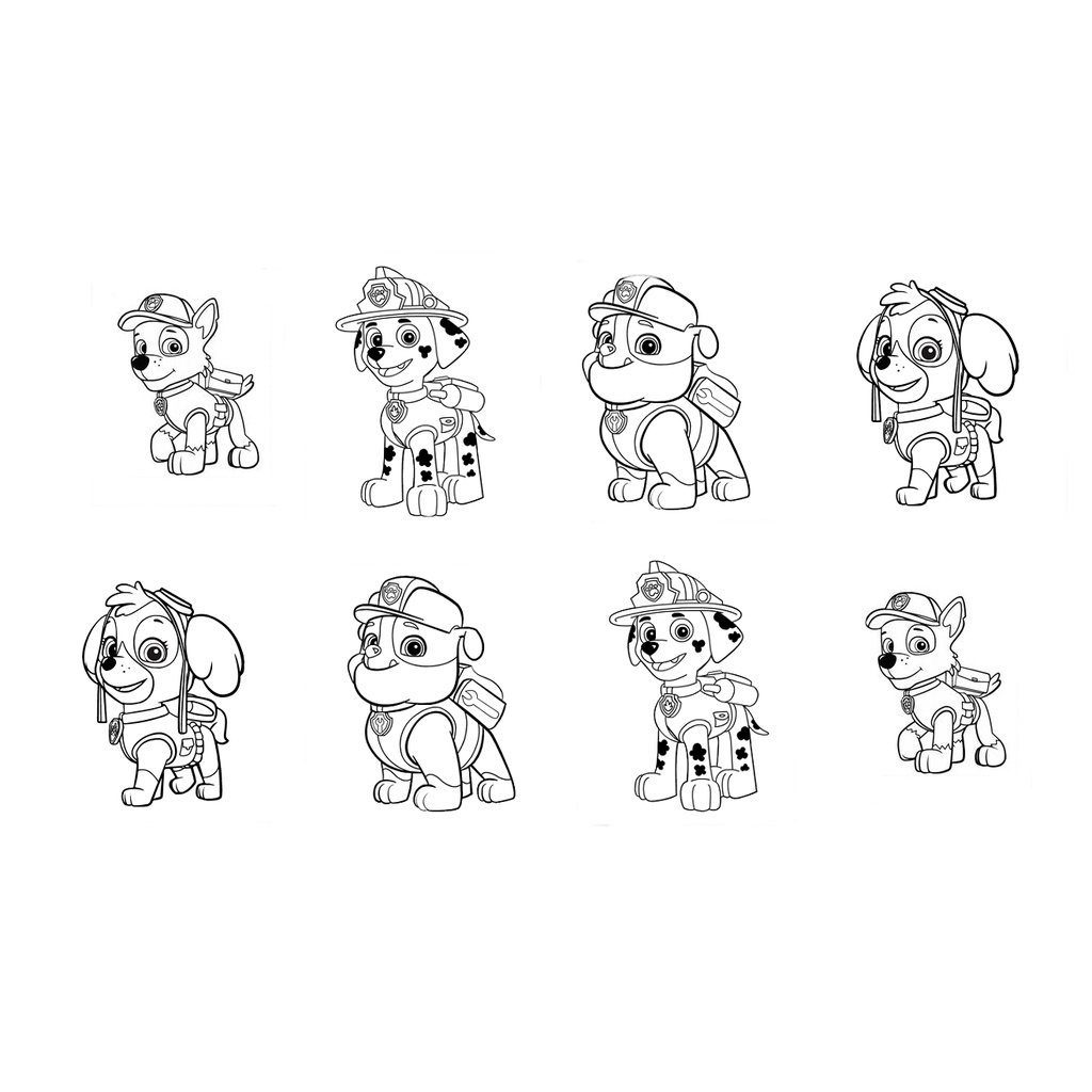 Kit 10 desenhos para colorir em Folha A4 - Tema Patrulha Canina