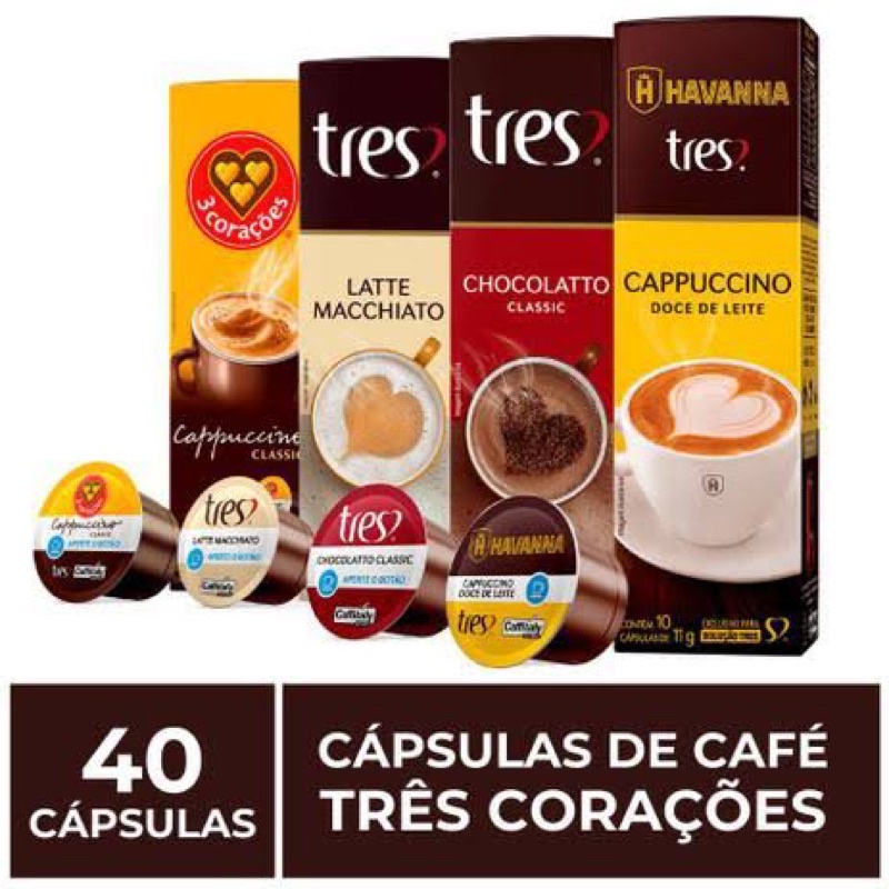 Kit 60 Cápsulas Três Corações Espressos Ganhe Lata Personalizada e  Exclusiva Café Fácil