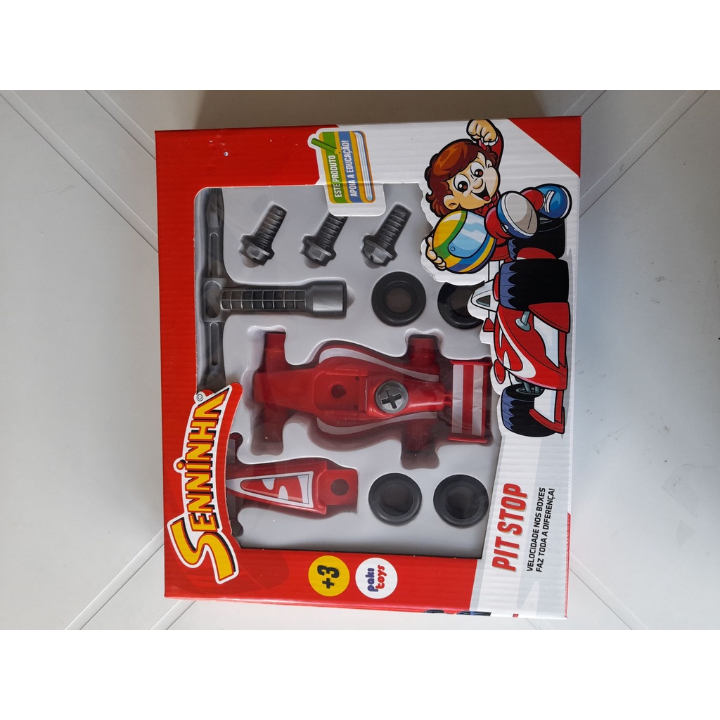 Carrinho de Corrida Senninha Pit Stop e Ferramentas 14 Peças Paki Toys