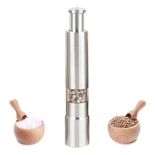 Mini Moedor Manual Com Visor Em Aço Inox Gourmet Sal Ou Pime/Moedor Manual De Pimenta Do Reino E Sal Grosso Em Inox Para Cozinha Churrasco Portátil Prático Moer Temperos e Condimentos/