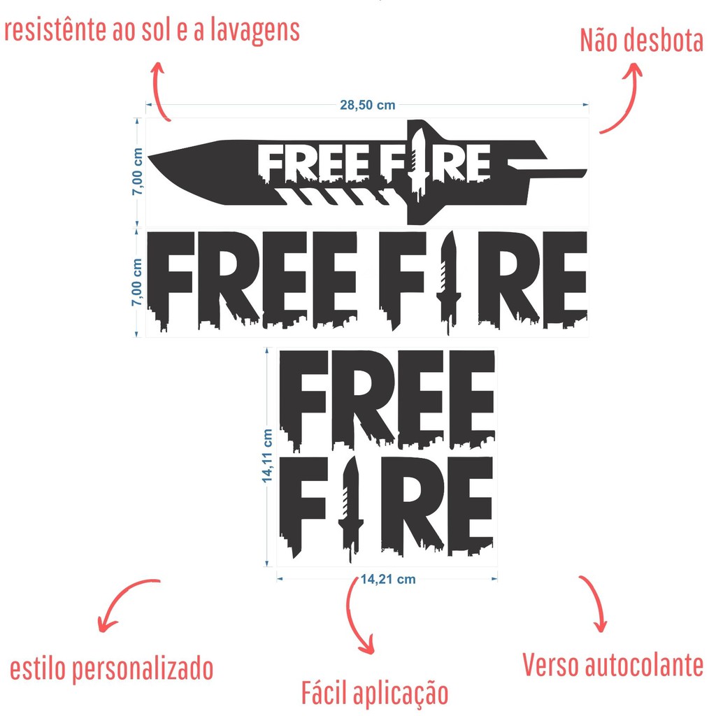 Free Fire Adesivo Personalizado Parede Carro Portas