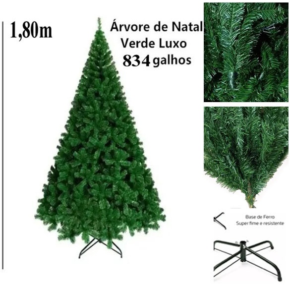 Árvore de Natal Verde 540 Galhos Tam. 1,80m