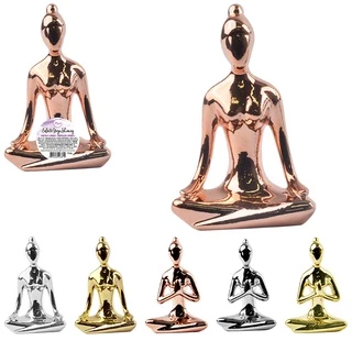 Estátua Enfeite Decorativo Posição De Yoga/ Meditação/ Namastê/ Flor de Lótus Rosé Gold/ Dourado/ Prata/ Branco/ Preto