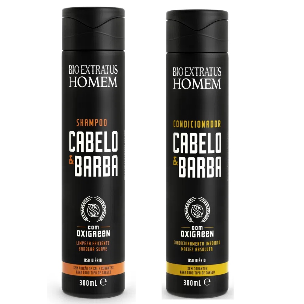 Shampoo e Condicionador Cabelo e Barba Homem Bio Extratus 300ml ...