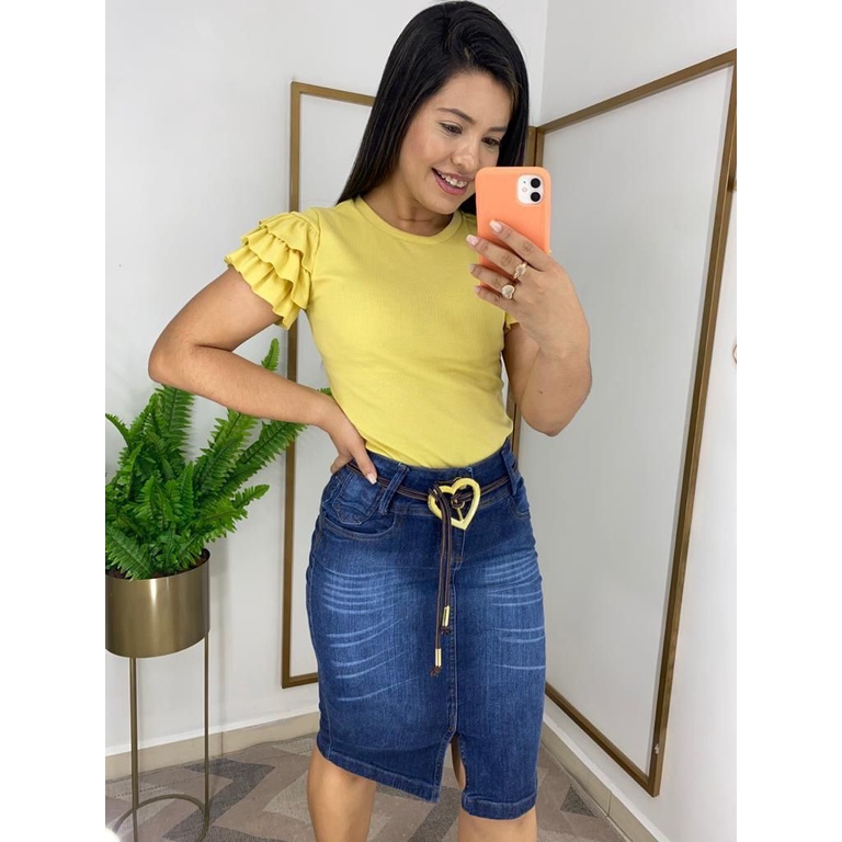 Saia Jeans Cintura Alta Nat | Mix Nativa