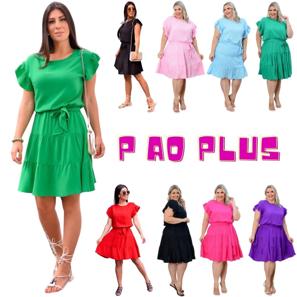 Vestido Pérola Plus Size Godê com Cinto Moda Feminina Cristã