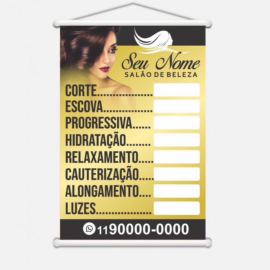 Banner de Preço Propaganda Salão de Beleza, Hair, Cabeleireira