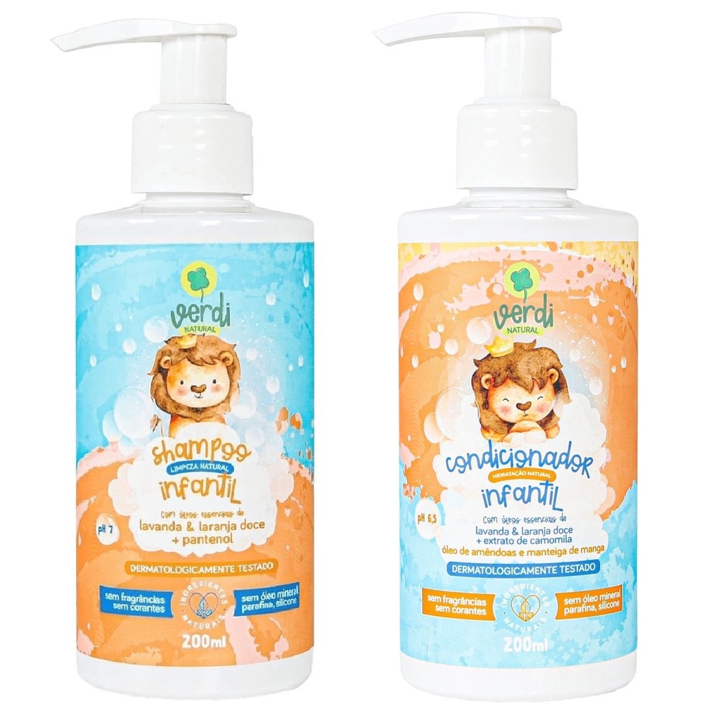 Kit Shampoo + Condicionador Vegano Infantil Verdi Natural | Shopee Brasil
