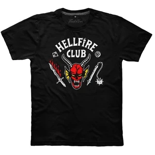 Camiseta Malha Premium 100% Algodão Stranger Things Hellfire Unissex Punkstein