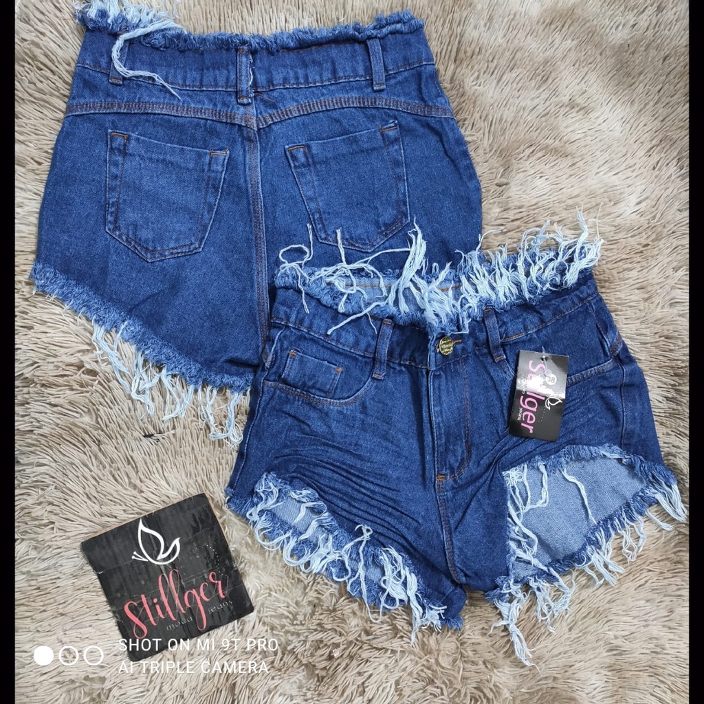 Short Feminino Jeans Alto Destroyed Degrant | Closet