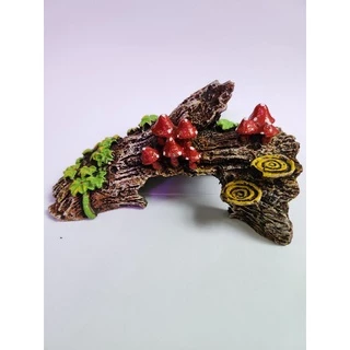 Enfeite Tronco Com Cogumelo Decoração Aquários