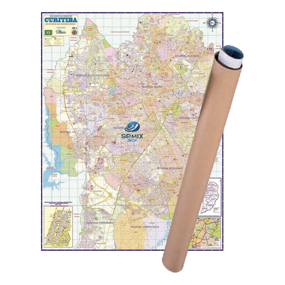 Mapa Curitiba Enrolado Laminado Gigante 120x90cm Atual Shopee Brasil 8959