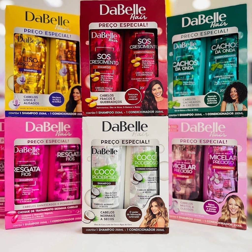 Kit Shampoo 250 ml e Condicionador 200 ml Dabelle Shopee Brasil