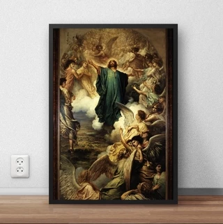 Quadro / Poster C Moldura Religioso Jesus Cristo Anjos P5158