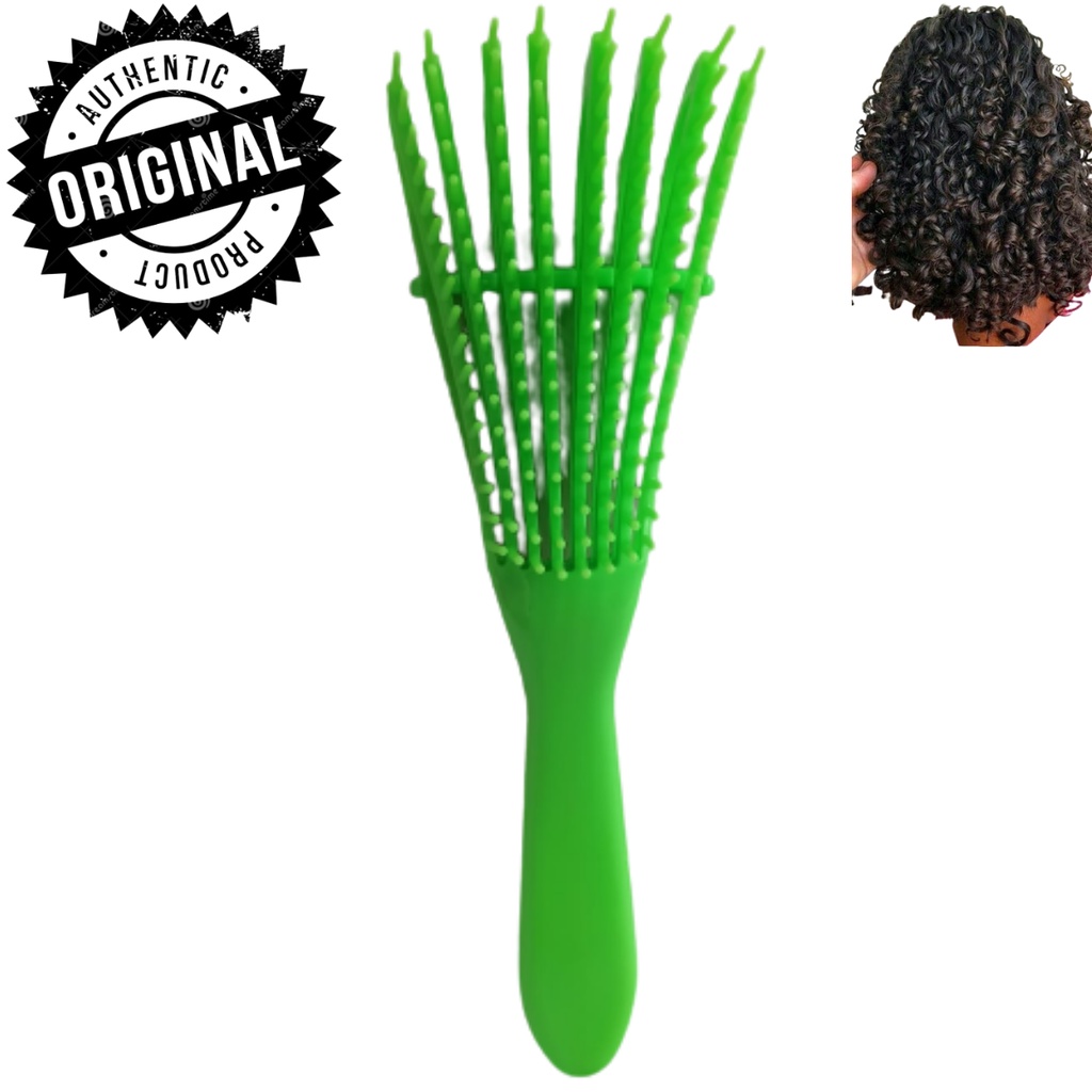 Escova de cabelo polvo verde neon para modelar e definir seus cachos ...