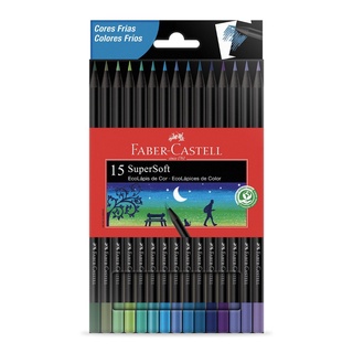 Lápis de Cor FABER-CASTELL SuperSoft Cores Frias c/ 15 Cores