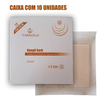 Curativos De Alginato De Cálcio Kangli Sorb 10x10cm Caixa C/10 unidades - VitaMedical