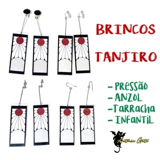 Brinco Tanjiro DE PRESSÃO e de anzol - Cosplay anime Kimetsu no Yaba - Tanjiro Kamada Demon Slayer Zenitsu Nezuko