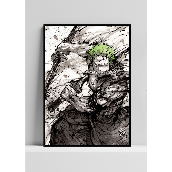 Quadro de mdf poster moldura Anime, Mangá, One piece, zoro
