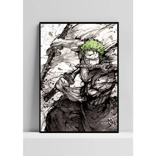 Quadro de mdf poster moldura Anime, Mangá, One piece, zoro