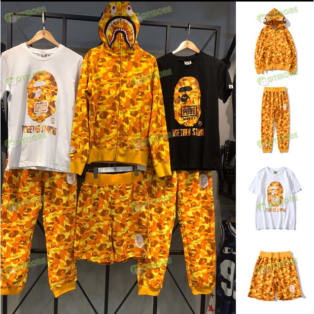 Nova BAPEee X PUBG Camuflagem Laranja Camisola Tubar o Cabe a De