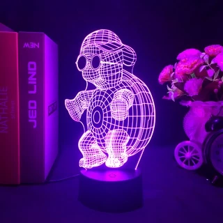 Lâmpadas LED De Ilusão 3D De Animais Fofos RGB Luzes Noturnas Aniversário Coloridas Legais Presente Para Crianças Quarto Decoração De Mesa