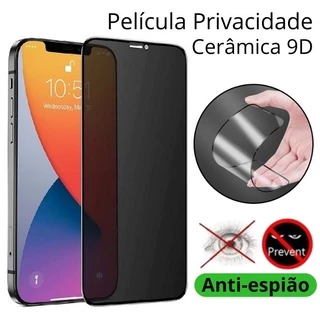Pelicula de Ceramica 9D Privacidade Anti-Espiao Que Proporciona Alta Protecao da Tela Compativel Com iPhone 14 Pro