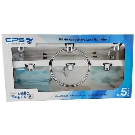 Kit Acessórios Para Banheiro 5 Peças Linea Bello Bagno Cristal / Verde ...