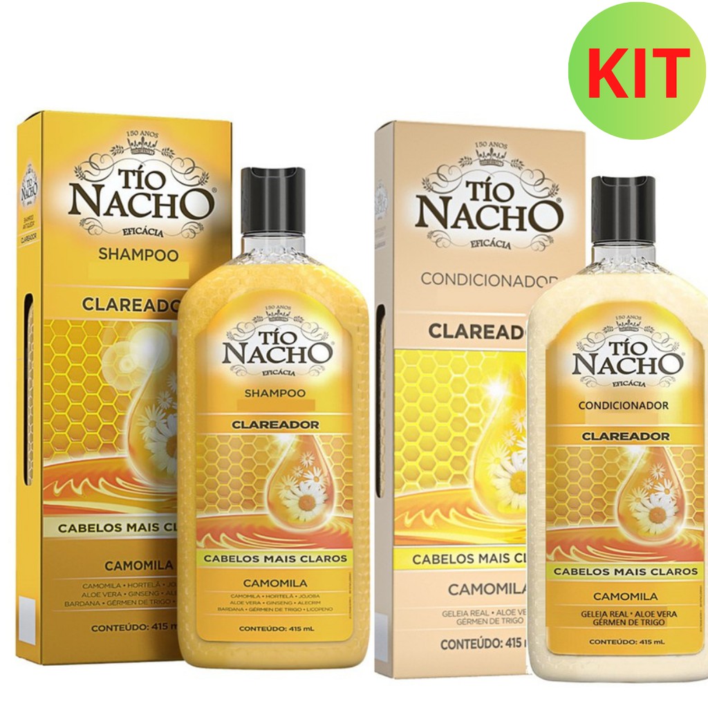 Kit Shampoo e Condicionador Clareador Tio Nacho 415ml | Shopee Brasil