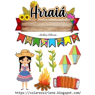 Topo De Bolo ARRAIA FESTA JUNINA Cortado Colado ENVIO IMEDIATO Personalizado