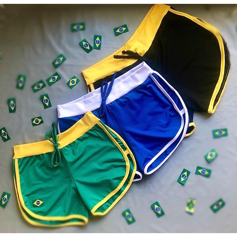 Coleção Brasil Core Julie Silva Ateliê. Short bandeira