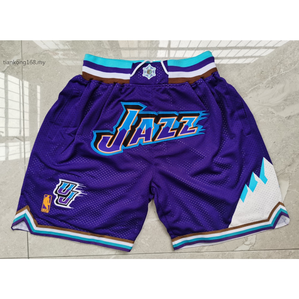 Calça De Basquetebol Estilo Clássico Utah Jazz Karl Malone John Stockton Donovan Mitchell Apenas Bordada De Grande Logotipo Roxa Esportiva Masculina k312