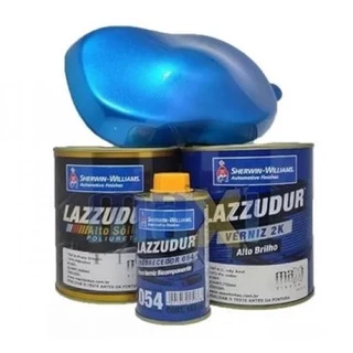 Tinta Automotiva Candy Azul 900ml + Base Alumínio Graúdo 900ml Lazzuril