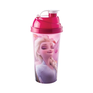 Shakeira de Plástico 580 ml com Tampa Rosca e Misturador Frozen-Lilás