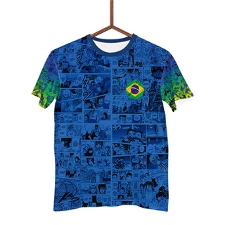 Blusa Camisa Seleção Modelo Azul Brasil Animes Otaku Rumo ao Hexa G2623