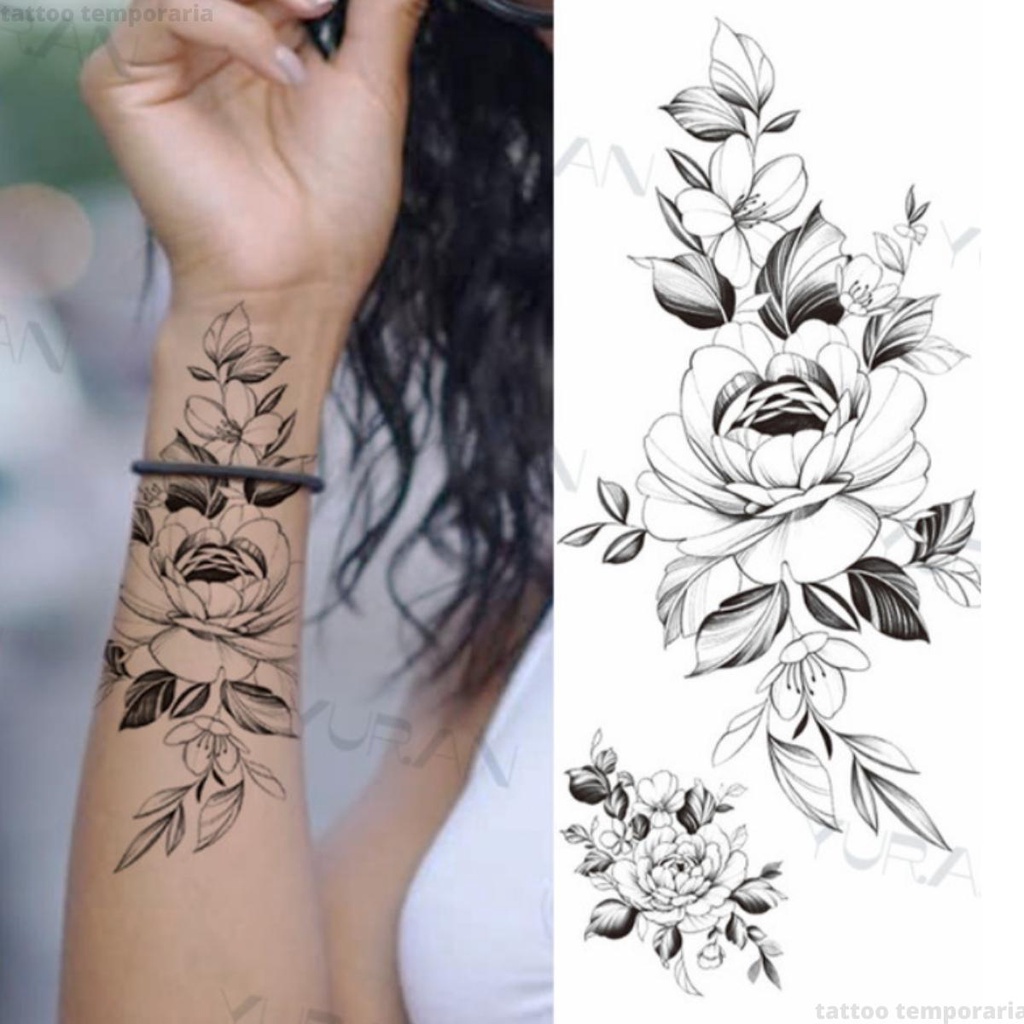 Compre 1PC Women's Fashion Flower Temporary Tattoos Sticker, 57% OFF