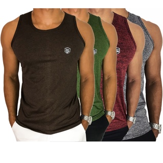 Kit 4 Camisetas Regata Masculina Dry Fit Academia sem manga Treino Fitness
