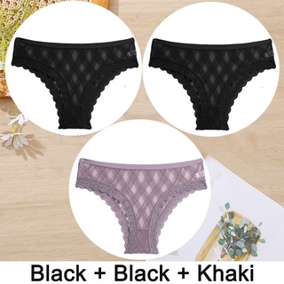 AllOfMe 3PCS/Set Women's Panties Sexy Underwear Lace Panties