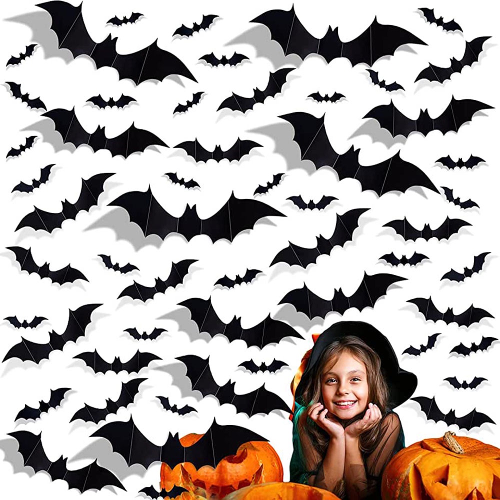 Autocolantes decorativos de halloween árvore e morcegos - TenStickers