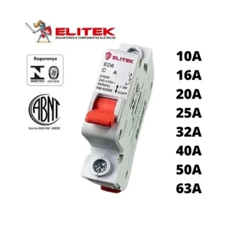 Disjuntor Monopolar / Unipolar ELITEK Curva C 10A ao 63A