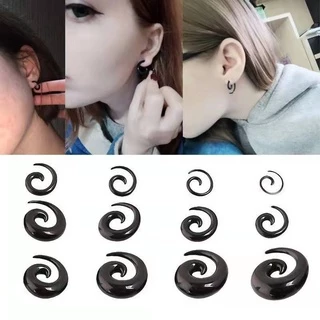 Cartela de alargador espiral caracol 12 unidade preto acrílico hiphop gótico expansor para orelha