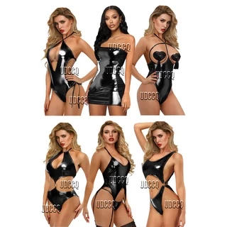 HOT PVC glisten Metallic Faux Leather lingerie Garter Trajes Roupa babydoll sexy Para O Sexo Pole dance dancing Boate