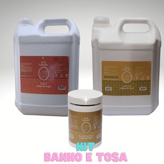 Combo Shampoo Pet Cachorro Banho e Tosa Argan 5L+Condicionador Argan 5 Litros +Mascara de Hidratação Argan 900 g.