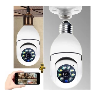 Câmera Tipo Lâmpada Rosquear No Bocal 360 Graus Visão Noturna Infravermelho Sensor De Movimento