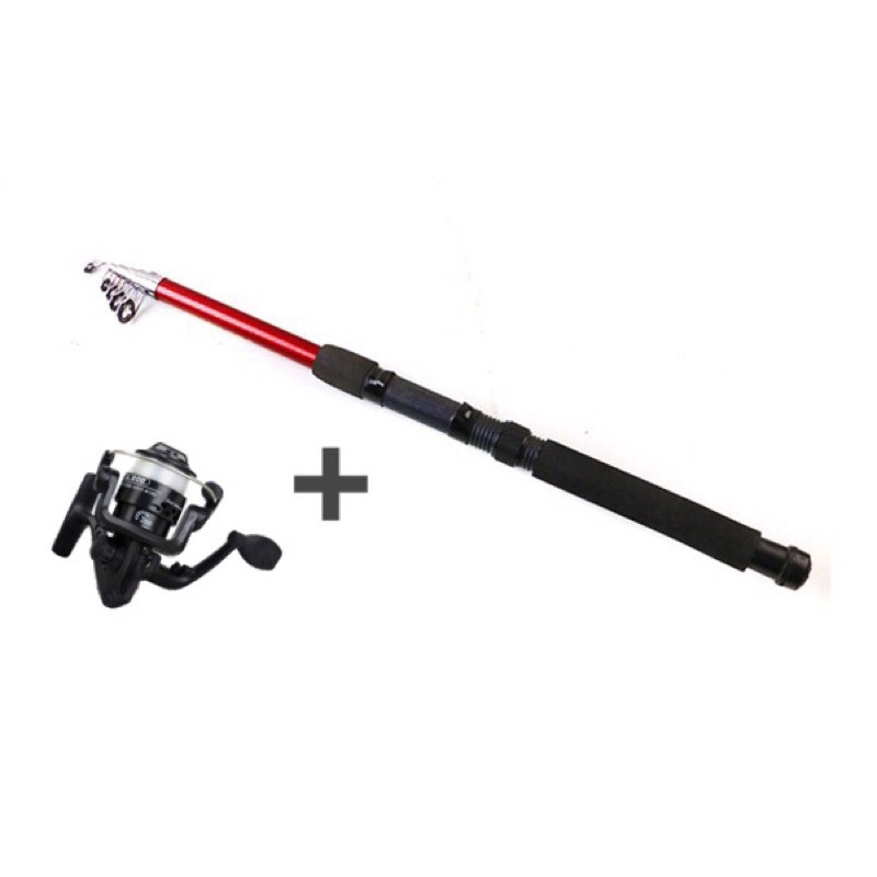 Kit Pescaria Vara de Pesca Telescópica 1,80M + Molinete com Linha 3 Rolamentos