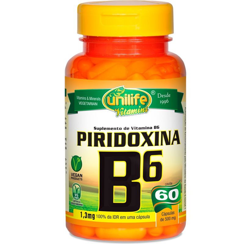 Vitamina B6 Piridoxina 60 Cápsulas - Unilife