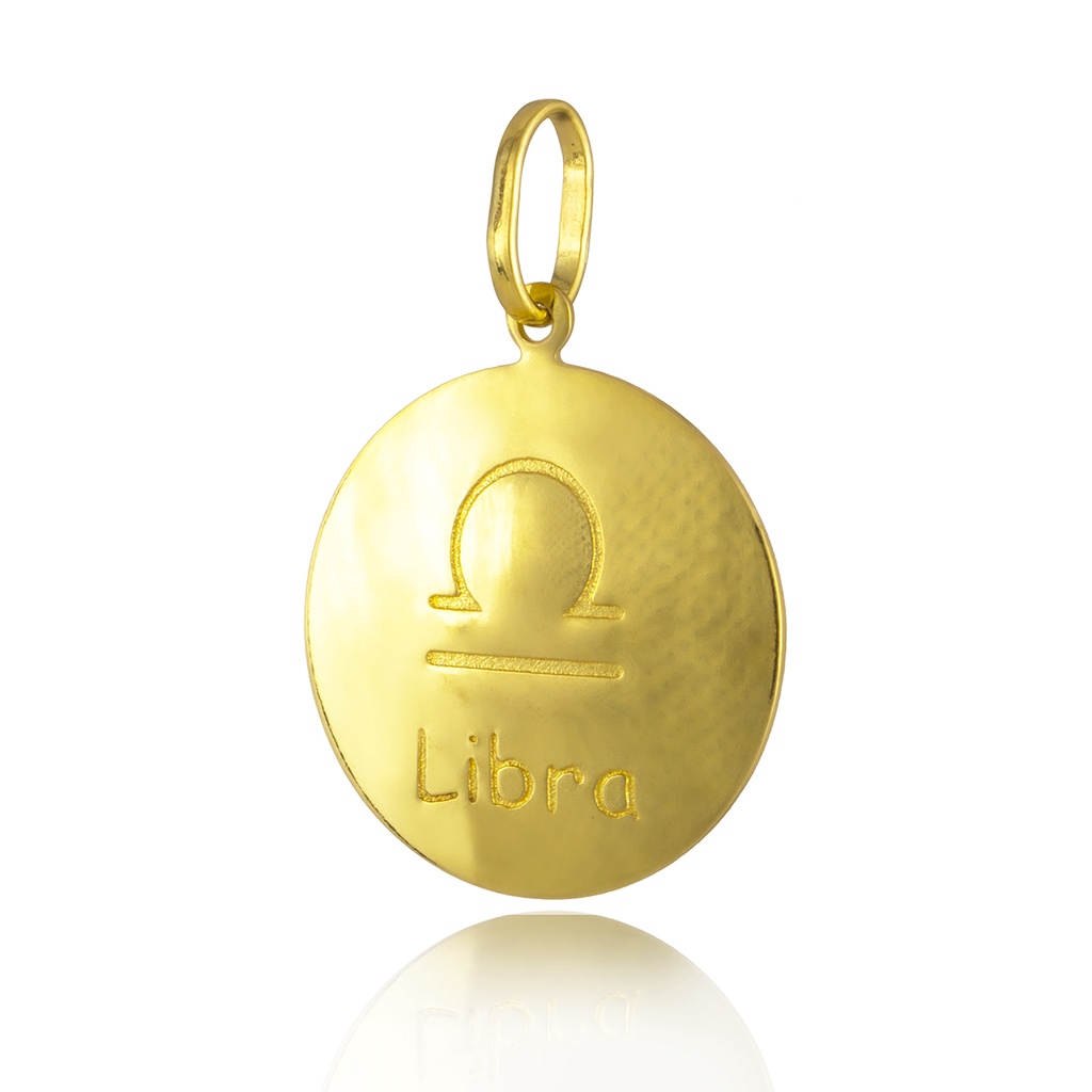 Pingente Ouro 18k Medalha Signo Libra Balança Espelhado | Shopee Brasil