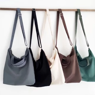 Sacola/Bolsa/Ecobag de tecido Transversal com Alça Regulável e fechamento em Zíper (Preta, Cinza, Creme, Marrom, Verde)